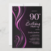 Invitation Fête du 90e anniversaire du Black Pink moderne (Devant)