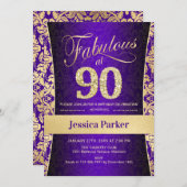 Invitation Fête du 90e anniversaire - Gold Purple (Devant / Derrière)