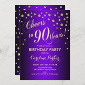 Invitation Fête du 90e anniversaire - Gold Purple (Devant / Derrière)