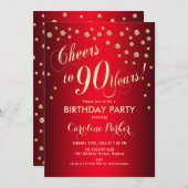 Invitation Fête du 90e anniversaire - Gold Red (Devant / Derrière)