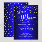 Invitation Fête du 90e anniversaire - Gold Royal Blue (Devant / Derrière)