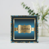 Invitation Fête du 90e anniversaire | Métal bleu et or (Debout devant)