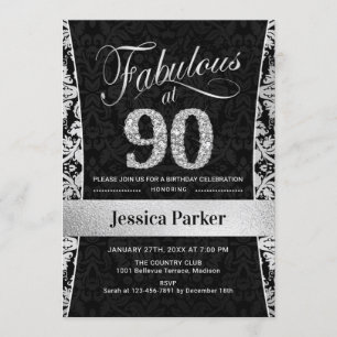 Invitation Fête du 90e anniversaire - Noir d'argent