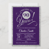 Invitation Fête du 90e anniversaire - Silver Purple TOUTE ANN (Devant)