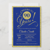Invitation Fête du 90e anniversaire - TOUT AGE Royal Blue Gol (Devant)