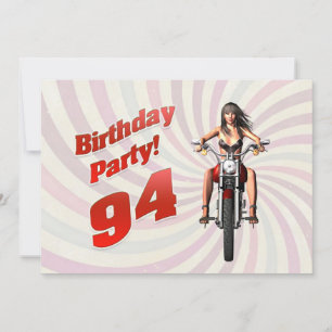 Invitation Fête du 94ème anniversaire avec une fille sur une 