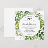 Invitation Fête du 95e anniversaire Moderne Botanique verte (Devant / Derrière)