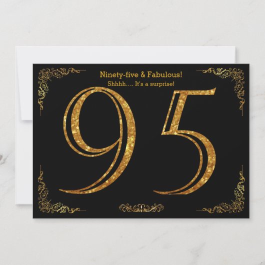 Invitation Fête du 95e anniversaire, styl Gatsby, parties sci (Devant)