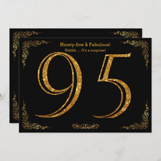 Invitation Fête du 95e anniversaire, styl Gatsby, parties sci (Devant / Derrière)