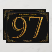 Invitation Fête du 97e anniversaire, styl Gatsby, parties sci (Devant / Derrière)