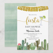 Invitation  Fête du Baby shower de Cactus au Mexique  (Devant / Derrière)