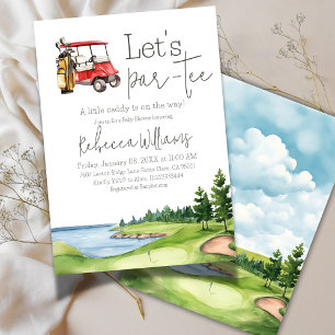 Invitation Fête du Baby shower de golf Let's Par Tee Red Cart