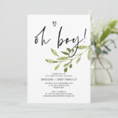 Invitation Fête du Baby shower de l'Eucalyptus Oh Boy (Debout devant)