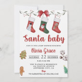 Invitation Fête du Baby shower de Noël (Devant)