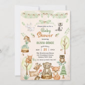 Invitation Fête du Baby shower des animaux des bois (Devant)