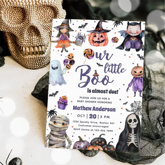 Invitation Fête du Baby shower fantôme d'Halloween