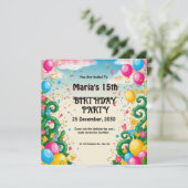 Invitation Fête du ballon floral pour l'anniversaire (Debout devant)