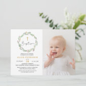 Invitation Fête du baptême de la fille fleur sauvage Photo (Debout devant)