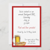 Invitation Fête du barbecue avec bière et Hotdogs (Devant)
