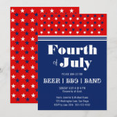 Invitation Fête du barbecue du 4 juillet|Red White Blue Inv (Devant / Derrière)