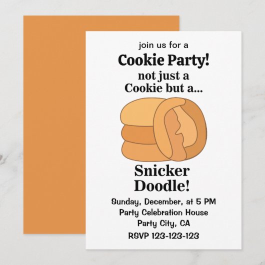 Invitation Fête du Biscuit Snickerdoodle (Devant / Derrière)