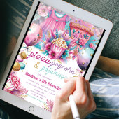 Invitation Fête du bois Anniversaire Pizza Popcorn & Pyjamas