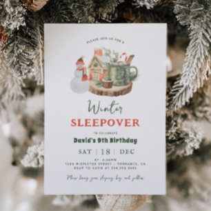 Invitation Fête du bois d'hiver Coussin d'hiver Fête d'annive