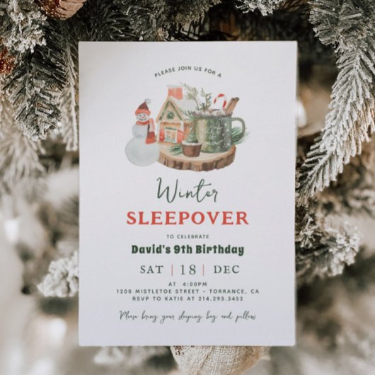 Invitation Fête du bois d'hiver Coussin d'hiver Fête d'annive