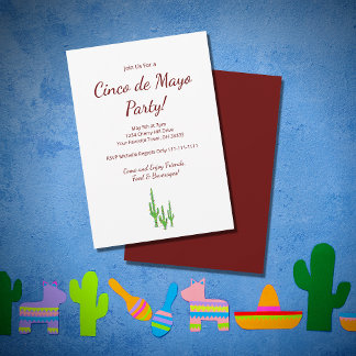 Invitation Fête du Cactus Saguaro du désert Cinco de Mayo    