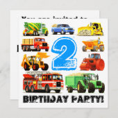 Invitation Fête du Camion de construction du 2e anniversaire  (Devant / Derrière)