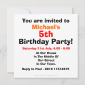 Invitation Fête du Camion de construction du 5e anniversaire  (Dos)