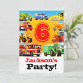 Invitation Fête du Camion de construction du 6e anniversaire (Debout devant)