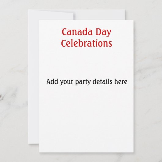 Invitation Fête du Canada (Dos)