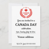 Invitation Fête du Canada, 1er juillet. (Devant)