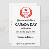 Invitation Fête du Canada, 1er juillet. (Devant / Derrière)