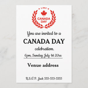 Invitation Fête du Canada, 1er juillet.