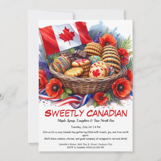 Invitation Fête du Canada Cookies & Coquelicots Doux Canadien (Devant)