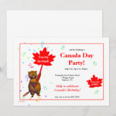 Invitation Fête du Canada de joli castor  (Devant / Derrière)