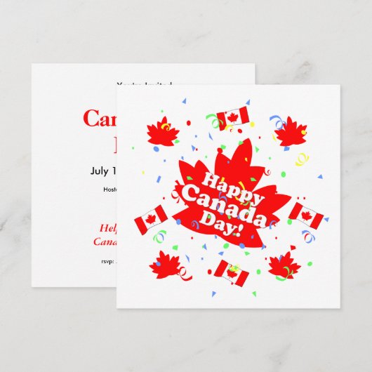 Invitation Fête du Canada joyeuse (Devant / Derrière)