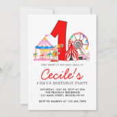 Invitation Fête du Carnaval Cirque Foire Enfant 1er anniversa (Devant)