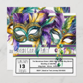 Invitation Fête du Carnaval de Mardi Gras (Devant / Derrière)