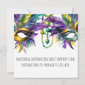 Invitation Fête du Carnaval de Mardi Gras (Dos)