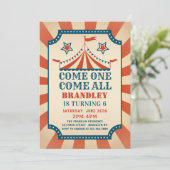 Invitation Fête du Carnaval du Cirque vintage (Debout devant)