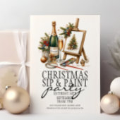 Invitation Fête du Champagne de Noël Sip et Paint Art Party