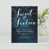 Invitation Fête du ciel bleu étoilé céleste de seize ans (Debout devant)
