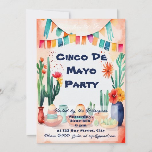 Invitation Fête du Cinco De Mayo (Devant)