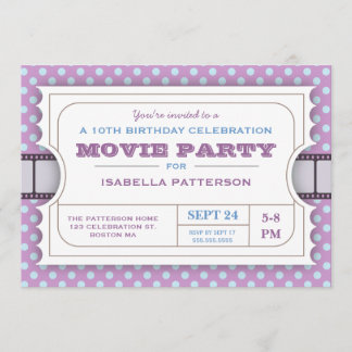 Invitation Fête du cinéma Billet d'entrée fête d'anniversaire