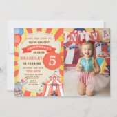 Invitation Fête du cirque Animaux Fête du carnaval Anniversai (Devant)