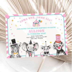 Invitation Fête du cirque Animaux Fête du carnaval Premier an