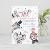 Invitation Fête du cirque Animaux Fête du carnaval Premier an (Debout devant)